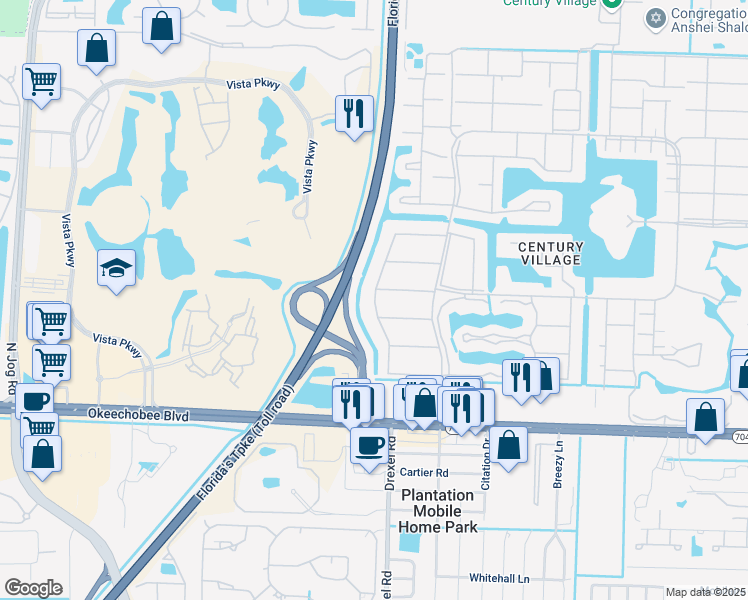 map of restaurants, bars, coffee shops, grocery stores, and more near 382 Windsor Q in West Palm Beach