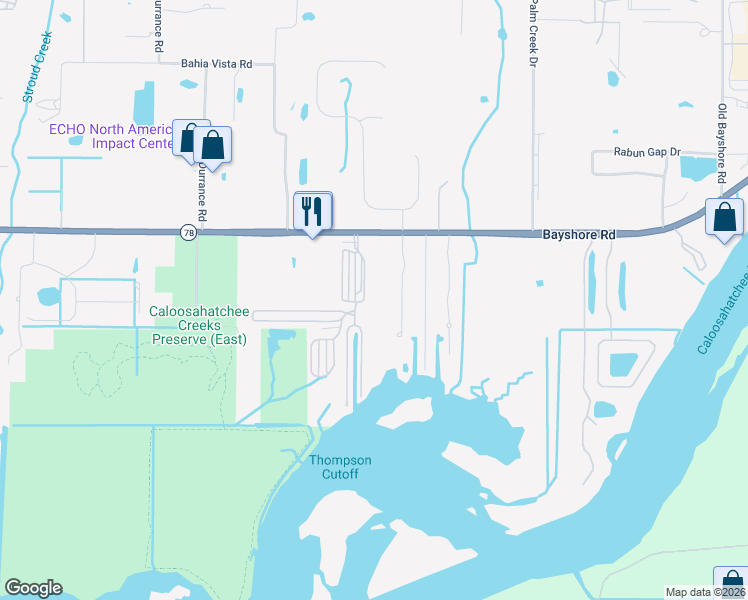map of restaurants, bars, coffee shops, grocery stores, and more near 10550 Bayshore Road in North Fort Myers