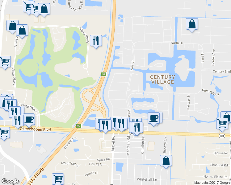 map of restaurants, bars, coffee shops, grocery stores, and more near 414 Windsor R in West Palm Beach