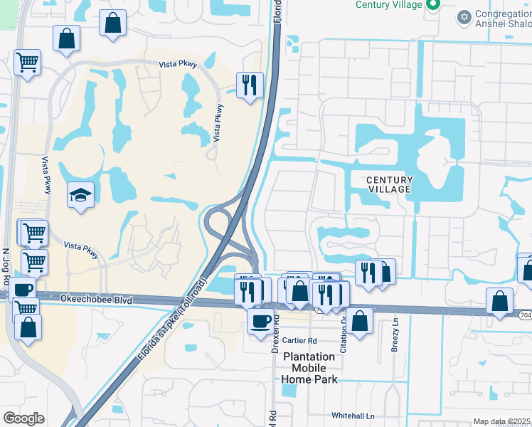 map of restaurants, bars, coffee shops, grocery stores, and more near 382 Windsor Q in West Palm Beach