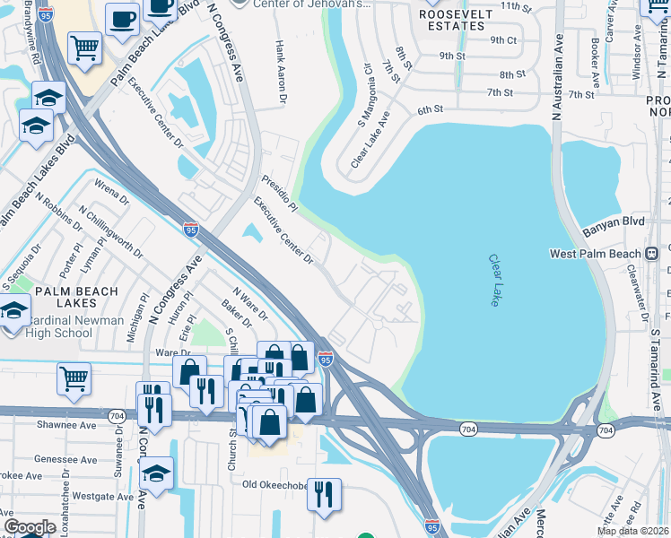 map of restaurants, bars, coffee shops, grocery stores, and more near in West Palm Beach