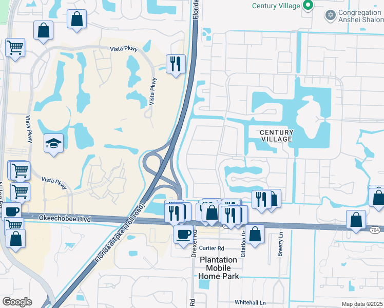 map of restaurants, bars, coffee shops, grocery stores, and more near 382 Windsor Q in West Palm Beach