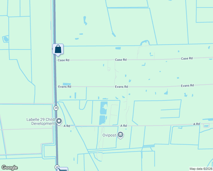 map of restaurants, bars, coffee shops, grocery stores, and more near 490 Evans Road in LaBelle