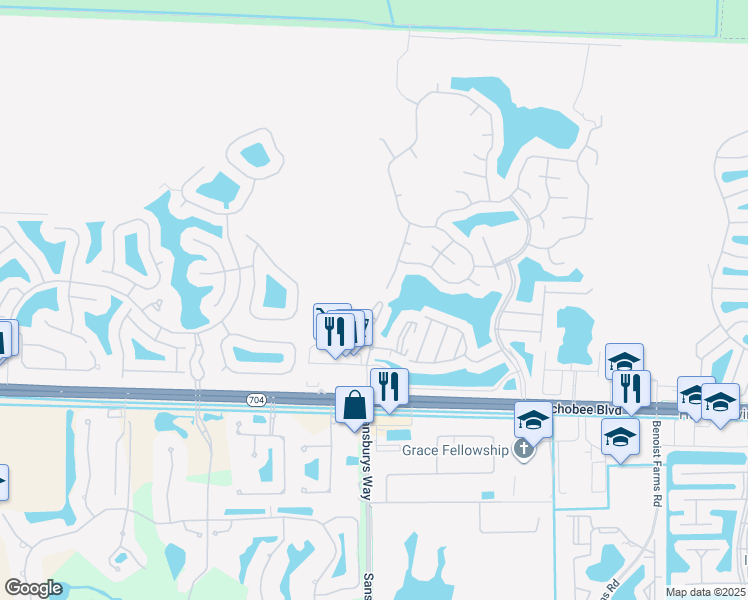 map of restaurants, bars, coffee shops, grocery stores, and more near 8945 Okeechobee Boulevard in West Palm Beach