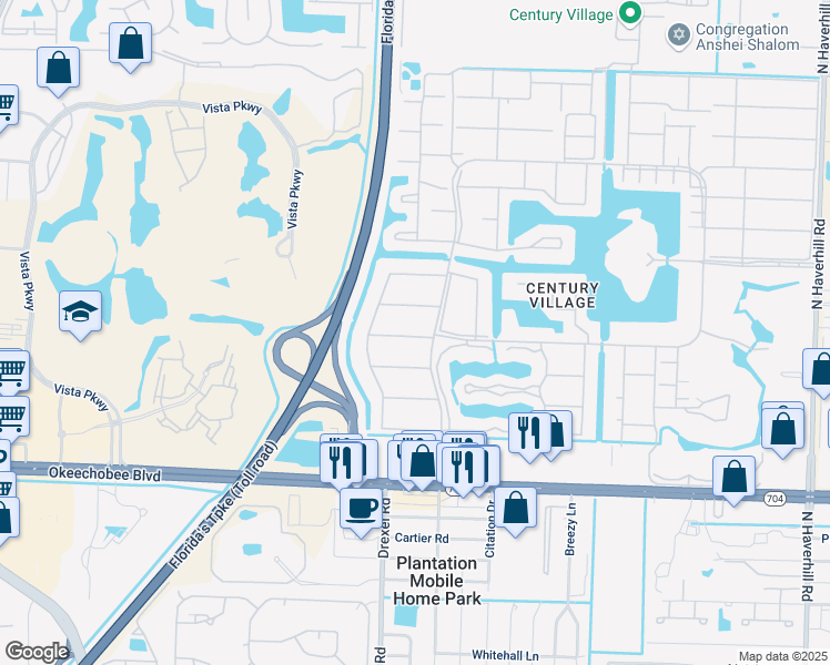 map of restaurants, bars, coffee shops, grocery stores, and more near 334 Windsor O in West Palm Beach