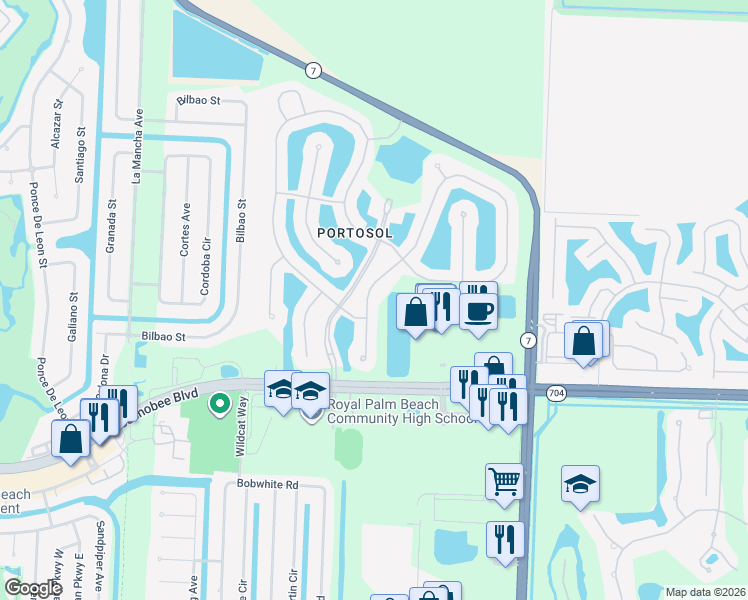 map of restaurants, bars, coffee shops, grocery stores, and more near 2819 Bellarosa Circle in West Palm Beach