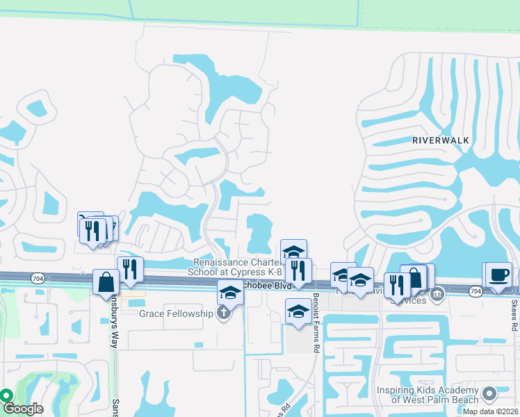 map of restaurants, bars, coffee shops, grocery stores, and more near 8260 Fresh Creek in West Palm Beach