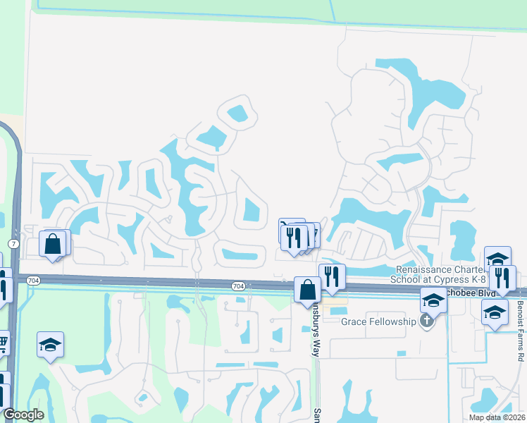 map of restaurants, bars, coffee shops, grocery stores, and more near 9120 Bay Harbour Circle in West Palm Beach