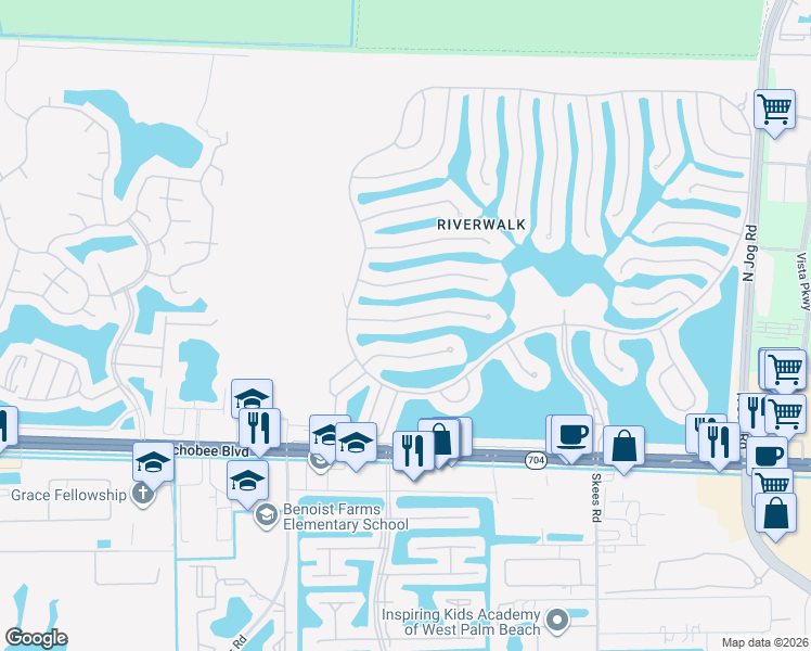 map of restaurants, bars, coffee shops, grocery stores, and more near 7873 Red River Road in West Palm Beach