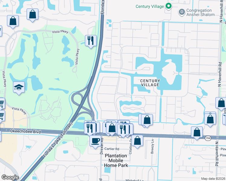 map of restaurants, bars, coffee shops, grocery stores, and more near 364 Camden P in West Palm Beach