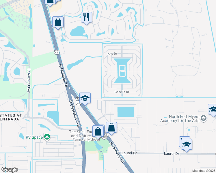 map of restaurants, bars, coffee shops, grocery stores, and more near 235 Sable Drive in North Fort Myers