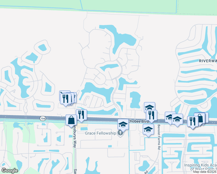 map of restaurants, bars, coffee shops, grocery stores, and more near 2330 Morgans Bluff in West Palm Beach