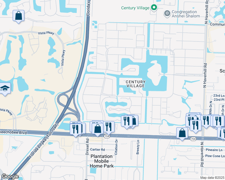 map of restaurants, bars, coffee shops, grocery stores, and more near 10 Berkshire A in West Palm Beach
