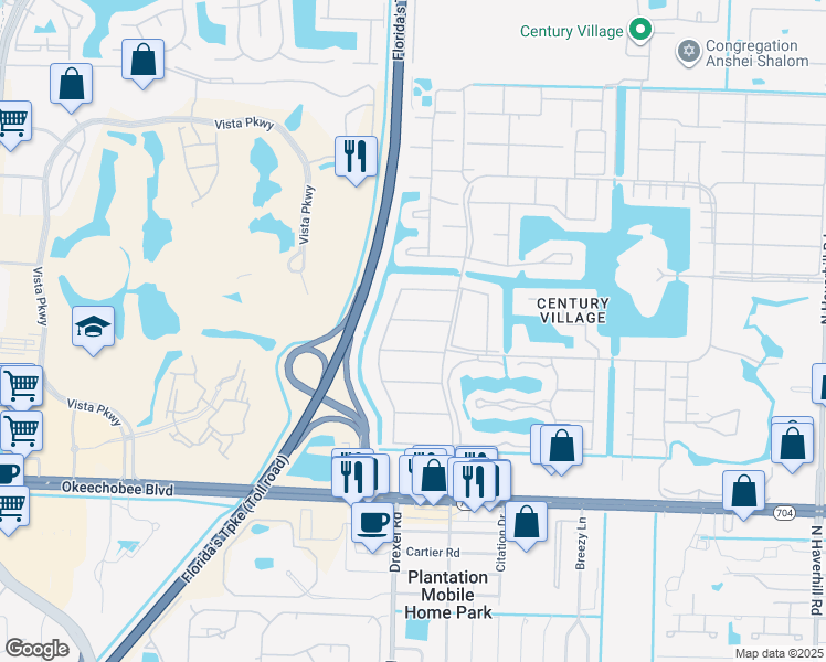 map of restaurants, bars, coffee shops, grocery stores, and more near 253 Camden K in West Palm Beach