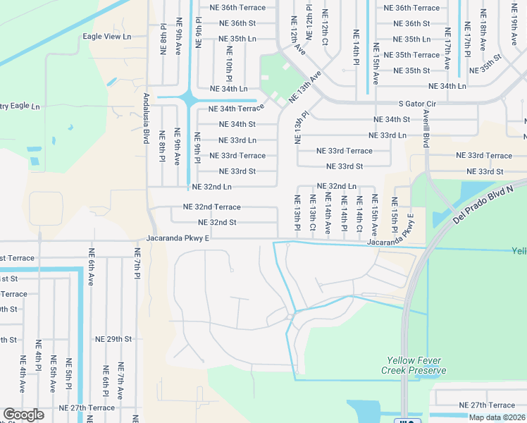 map of restaurants, bars, coffee shops, grocery stores, and more near 1118 Northeast 32nd Terrace in Cape Coral