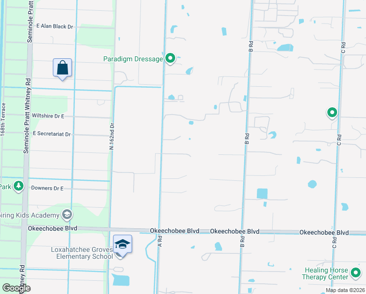 map of restaurants, bars, coffee shops, grocery stores, and more near 2374 A Road in Loxahatchee