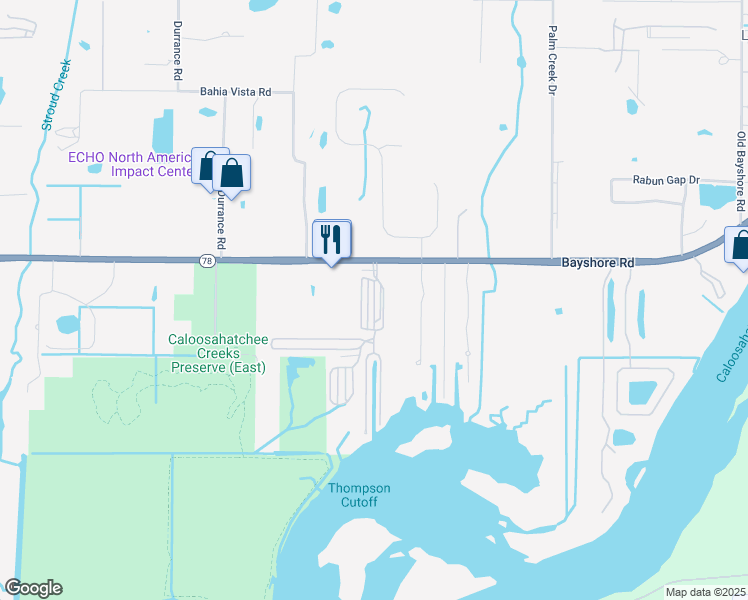 map of restaurants, bars, coffee shops, grocery stores, and more near 17001 Upriver Drive in North Fort Myers