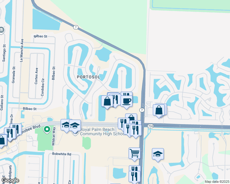 map of restaurants, bars, coffee shops, grocery stores, and more near 2939 Bellarosa Circle in West Palm Beach