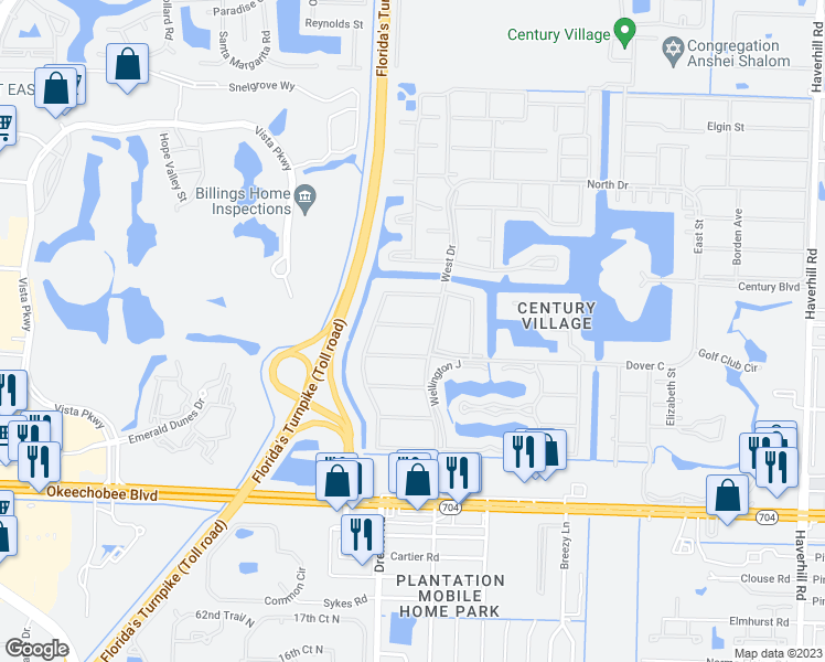 map of restaurants, bars, coffee shops, grocery stores, and more near 253 Camden K in West Palm Beach
