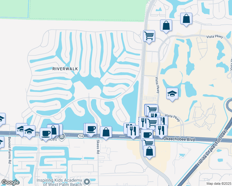 map of restaurants, bars, coffee shops, grocery stores, and more near 7196 Crystal Lake Dr in West Palm Beach