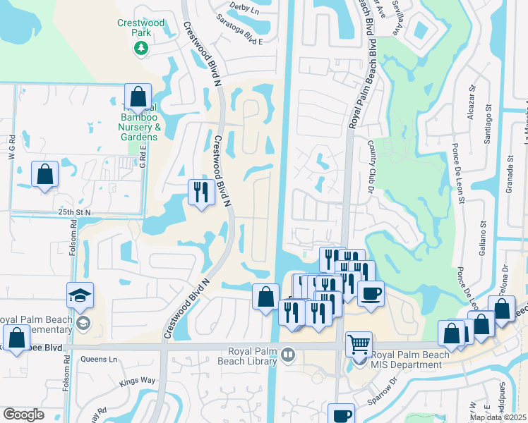 map of restaurants, bars, coffee shops, grocery stores, and more near 2068 Reston Circle in Royal Palm Beach