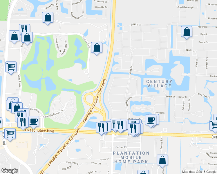 map of restaurants, bars, coffee shops, grocery stores, and more near 27 Camden B in West Palm Beach