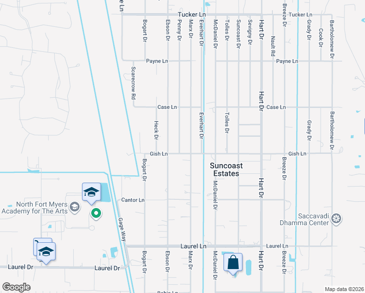 map of restaurants, bars, coffee shops, grocery stores, and more near 8065 Penny Drive in North Fort Myers