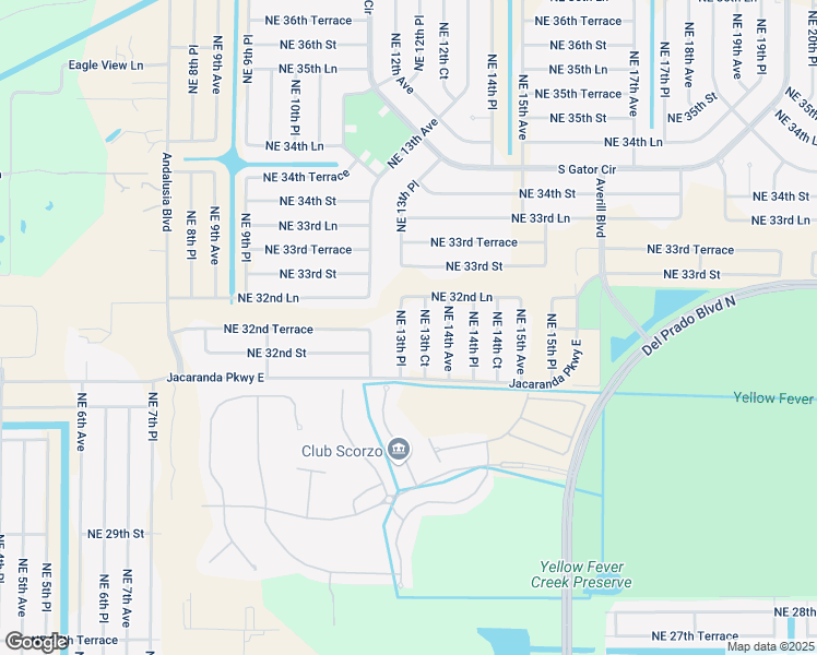 map of restaurants, bars, coffee shops, grocery stores, and more near 3215 Northeast 13th Place in Cape Coral