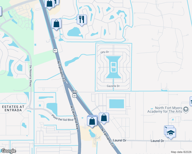 map of restaurants, bars, coffee shops, grocery stores, and more near 188 Sable Drive in North Fort Myers