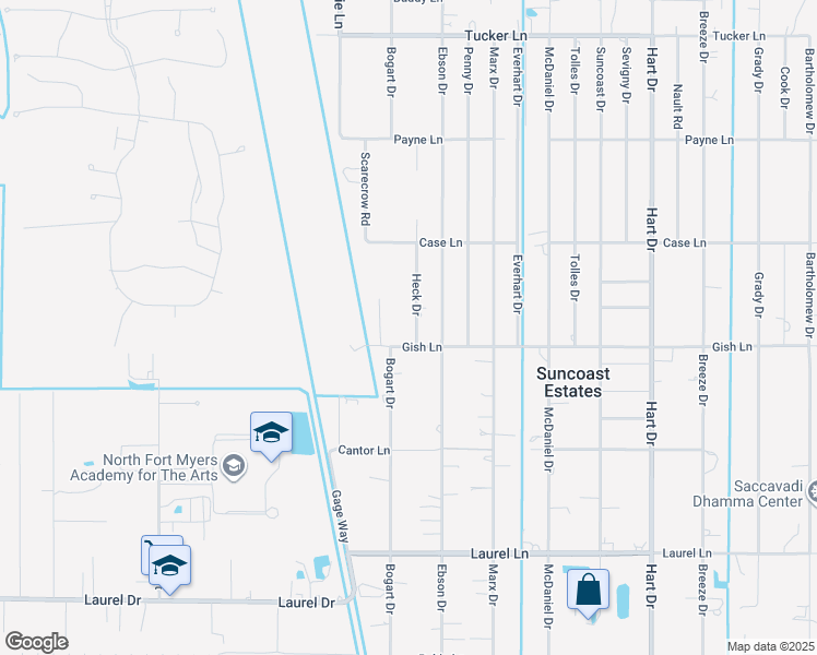 map of restaurants, bars, coffee shops, grocery stores, and more near 2 Heck Drive in North Fort Myers