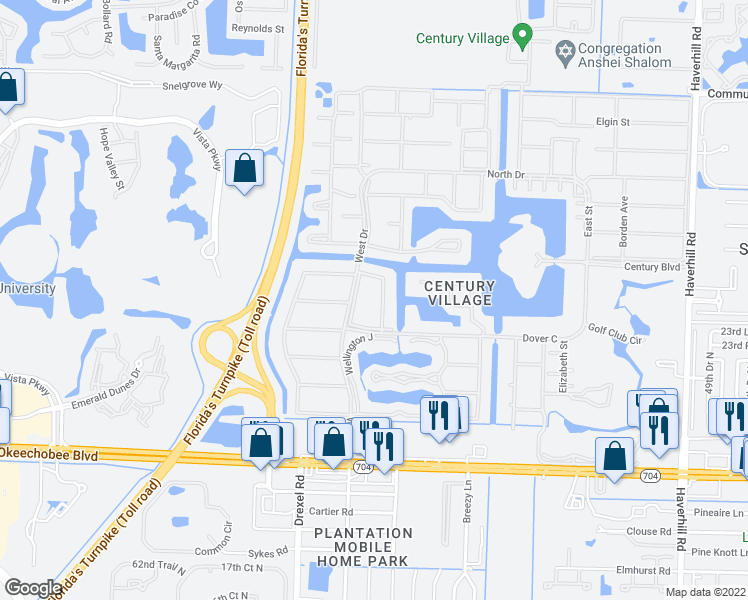 map of restaurants, bars, coffee shops, grocery stores, and more near 214 Berkshire K in West Palm Beach