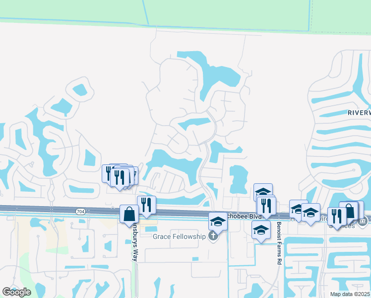 map of restaurants, bars, coffee shops, grocery stores, and more near 2355 Morgans Bluff in Royal Palm Beach