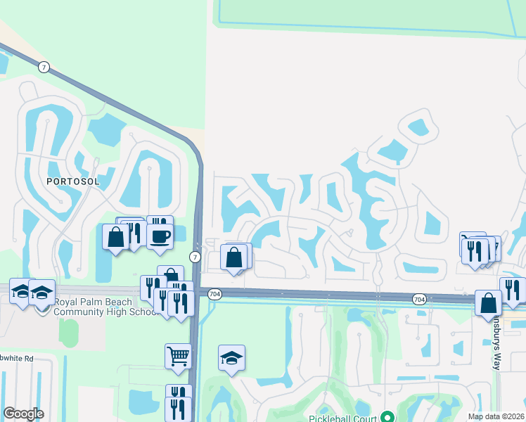 map of restaurants, bars, coffee shops, grocery stores, and more near 9769 Bowline Drive in West Palm Beach
