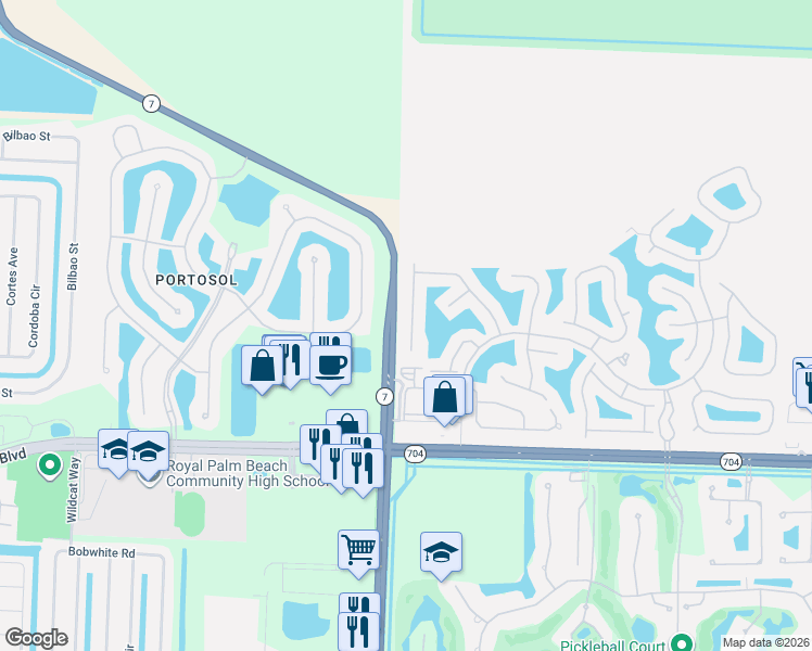 map of restaurants, bars, coffee shops, grocery stores, and more near 2311 Windjammer Way in West Palm Beach