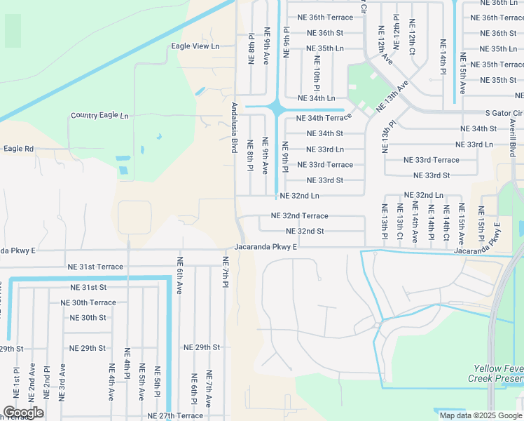 map of restaurants, bars, coffee shops, grocery stores, and more near 821 Northeast 32nd Terrace in Cape Coral