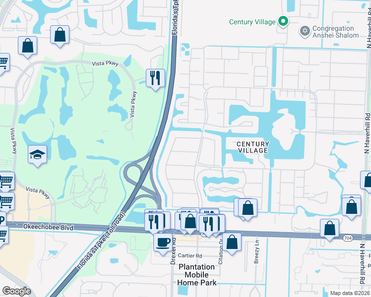 map of restaurants, bars, coffee shops, grocery stores, and more near 253 Camden K in West Palm Beach