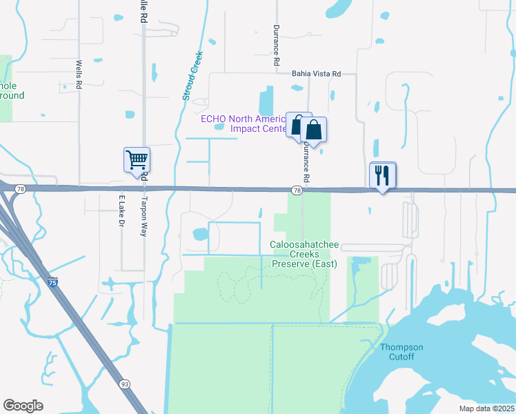 map of restaurants, bars, coffee shops, grocery stores, and more near 9890 Bayshore Road in North Fort Myers