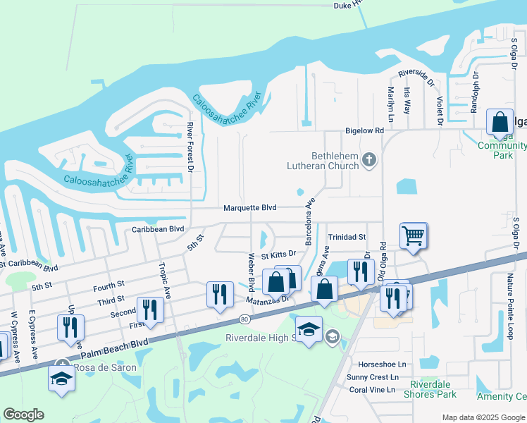 map of restaurants, bars, coffee shops, grocery stores, and more near 14013 Marquette Boulevard in Fort Myers