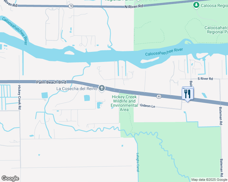 map of restaurants, bars, coffee shops, grocery stores, and more near 17830 Palm Beach Boulevard in Alva