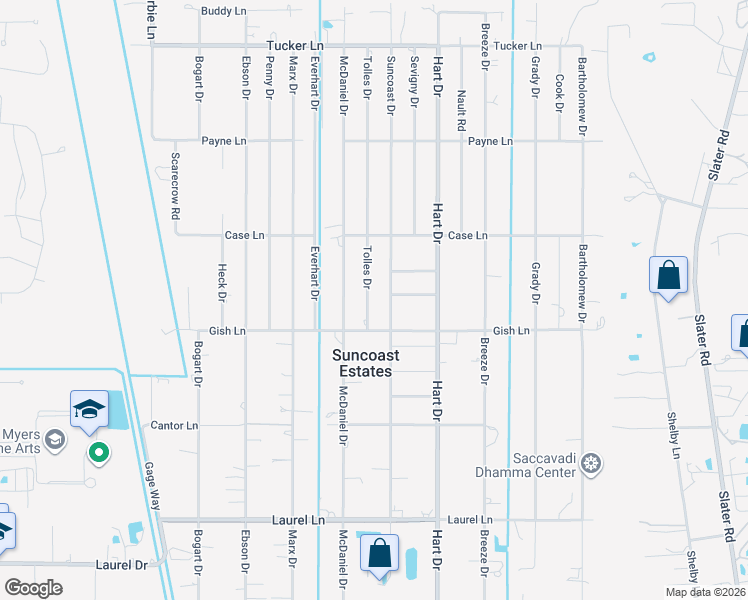 map of restaurants, bars, coffee shops, grocery stores, and more near 8065 Tolles Drive in North Fort Myers