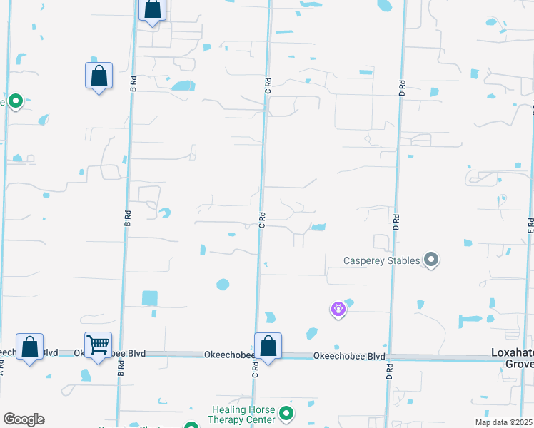 map of restaurants, bars, coffee shops, grocery stores, and more near 2556 C Road in Loxahatchee