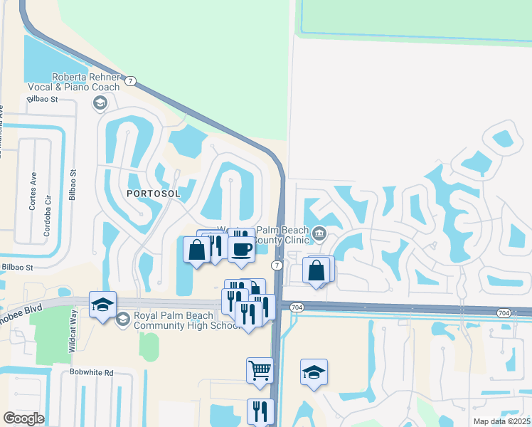 map of restaurants, bars, coffee shops, grocery stores, and more near 2941 Bellarosa Circle in West Palm Beach