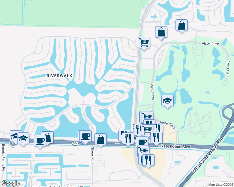 map of restaurants, bars, coffee shops, grocery stores, and more near 7139 Crystal Lake Drive in West Palm Beach