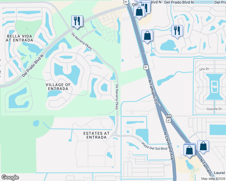 map of restaurants, bars, coffee shops, grocery stores, and more near 3193 Cozumel Court in Cape Coral