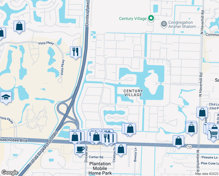 map of restaurants, bars, coffee shops, grocery stores, and more near 76 Berkshire C in West Palm Beach