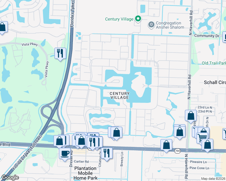 map of restaurants, bars, coffee shops, grocery stores, and more near 20 Chatham A in West Palm Beach