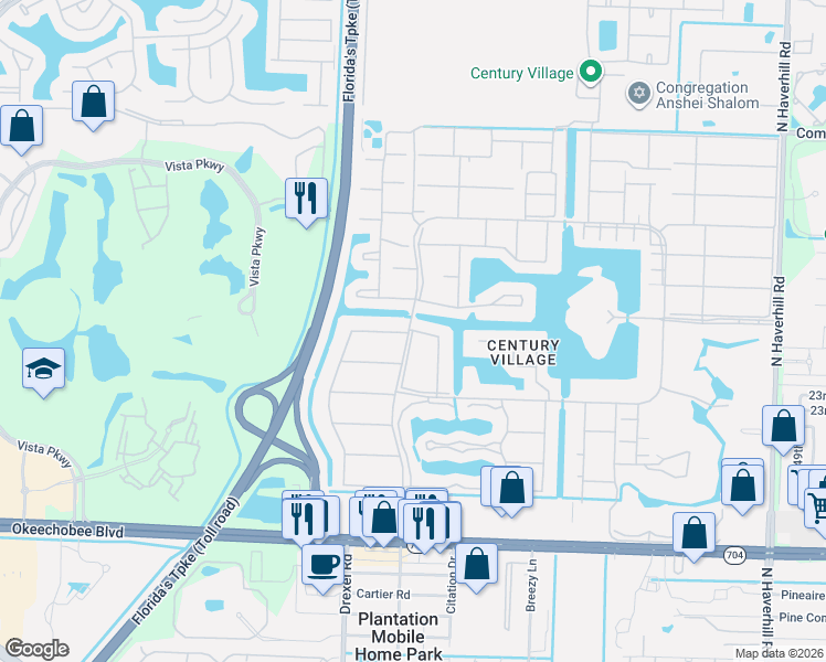 map of restaurants, bars, coffee shops, grocery stores, and more near 71 Berkshire Crescent in West Palm Beach