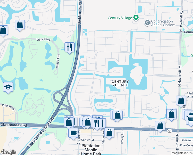 map of restaurants, bars, coffee shops, grocery stores, and more near 76 Berkshire C in West Palm Beach