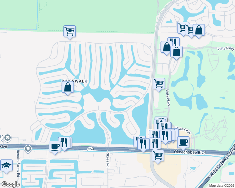 map of restaurants, bars, coffee shops, grocery stores, and more near 7311 Deer Point Lane in West Palm Beach