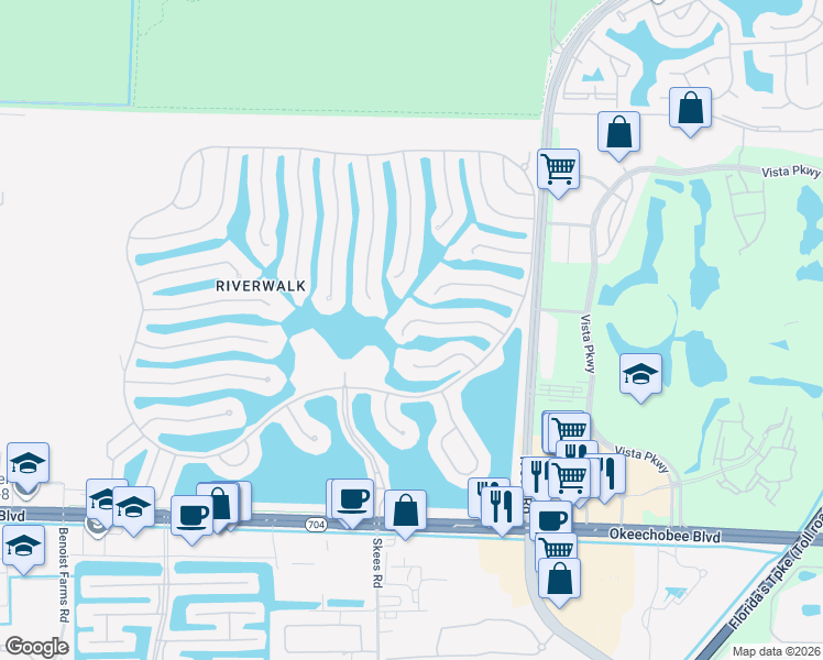 map of restaurants, bars, coffee shops, grocery stores, and more near 7311 Deer Point Lane in West Palm Beach